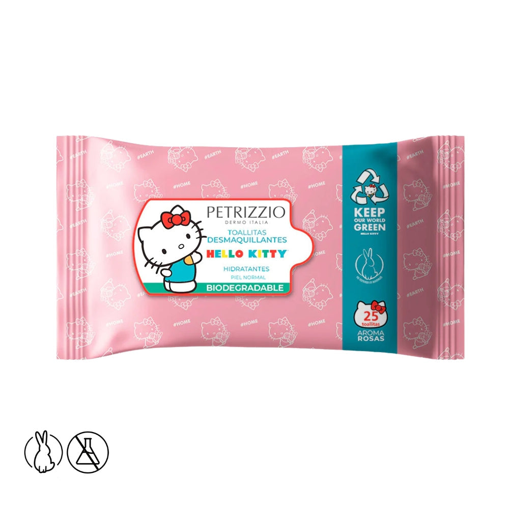 Toallitas Desmaquillantes Biodegradable Rosas Hello Kitty