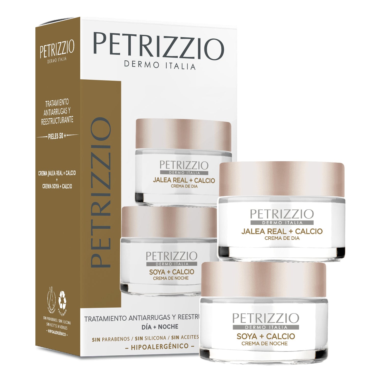 Set Cremas Antiarrugas Día + Noche Jalea Real/Calcio y Soya