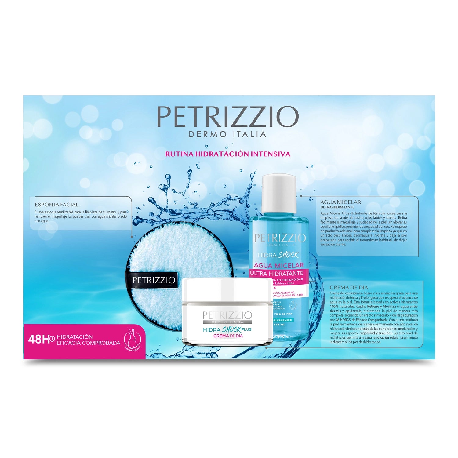 Tripack Hidra Shock Plus Crema + Agua Micelar + Sponge