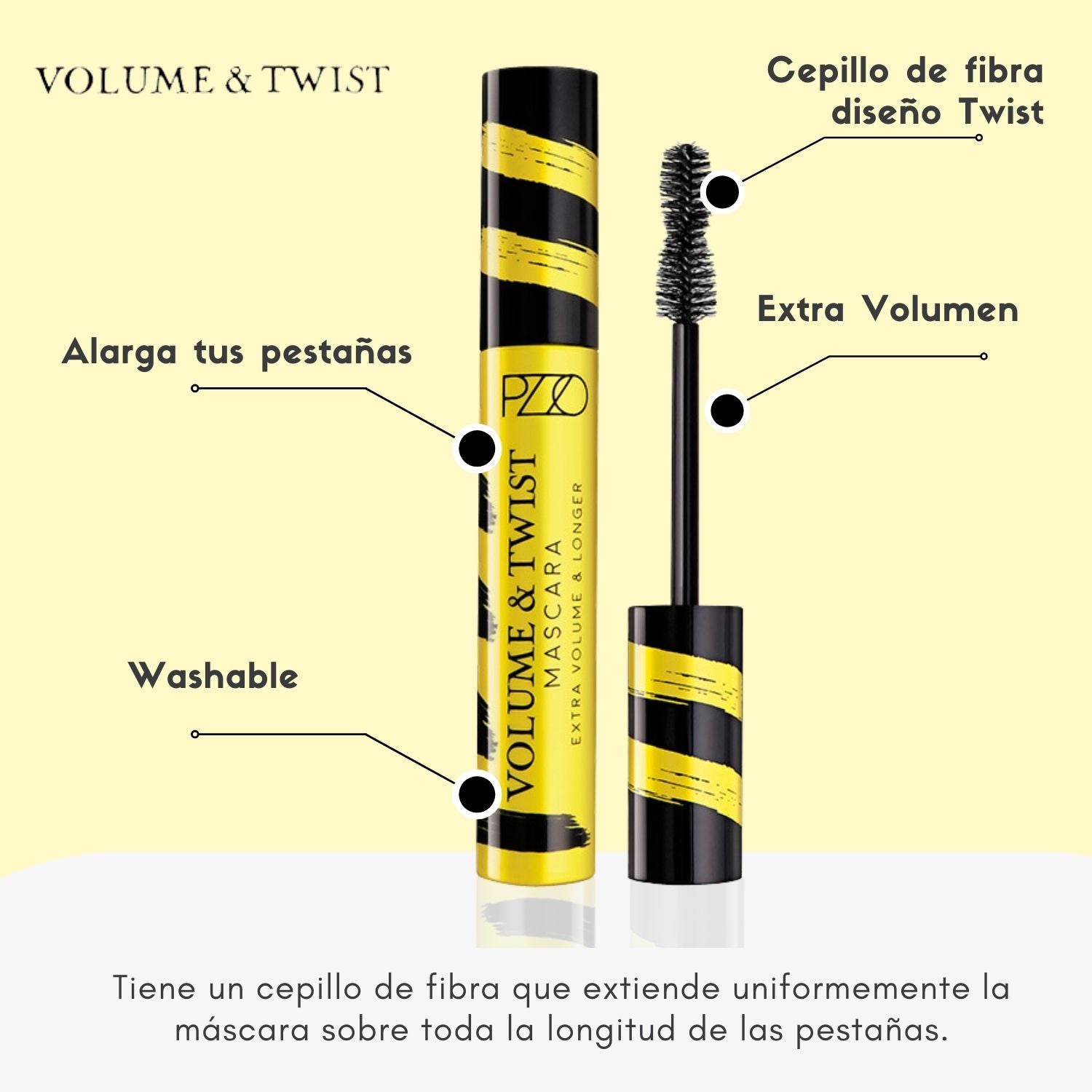Máscara de Pestañas Volume & Twist Washable