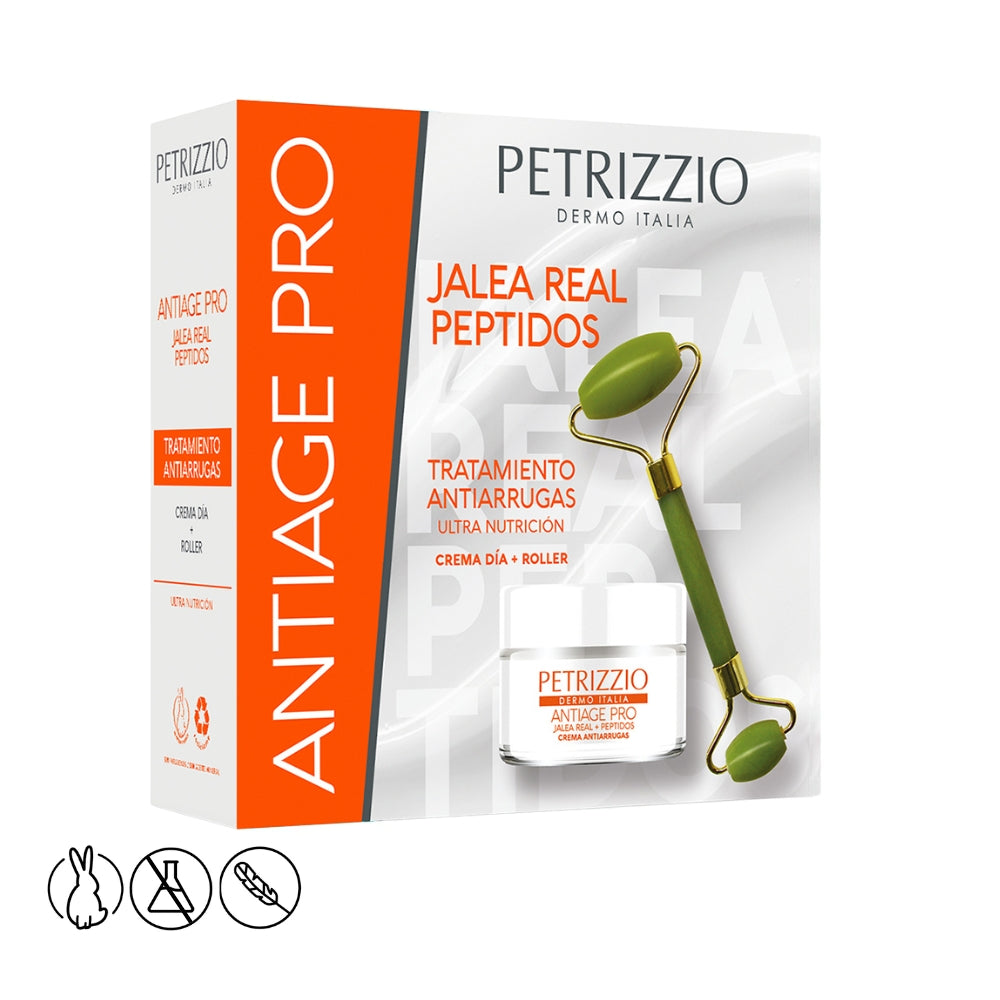 Set Crema Antiage Pro Jalea Real Péptidos + Roller