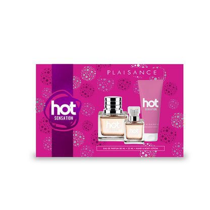 Set Perfume Hot Sensation EDP + Miniatura y  Hand &amp; Body Lotion