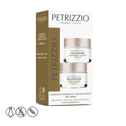 Set Cremas Antiarrugas Día + Noche Jalea Real/Calcio y Soya