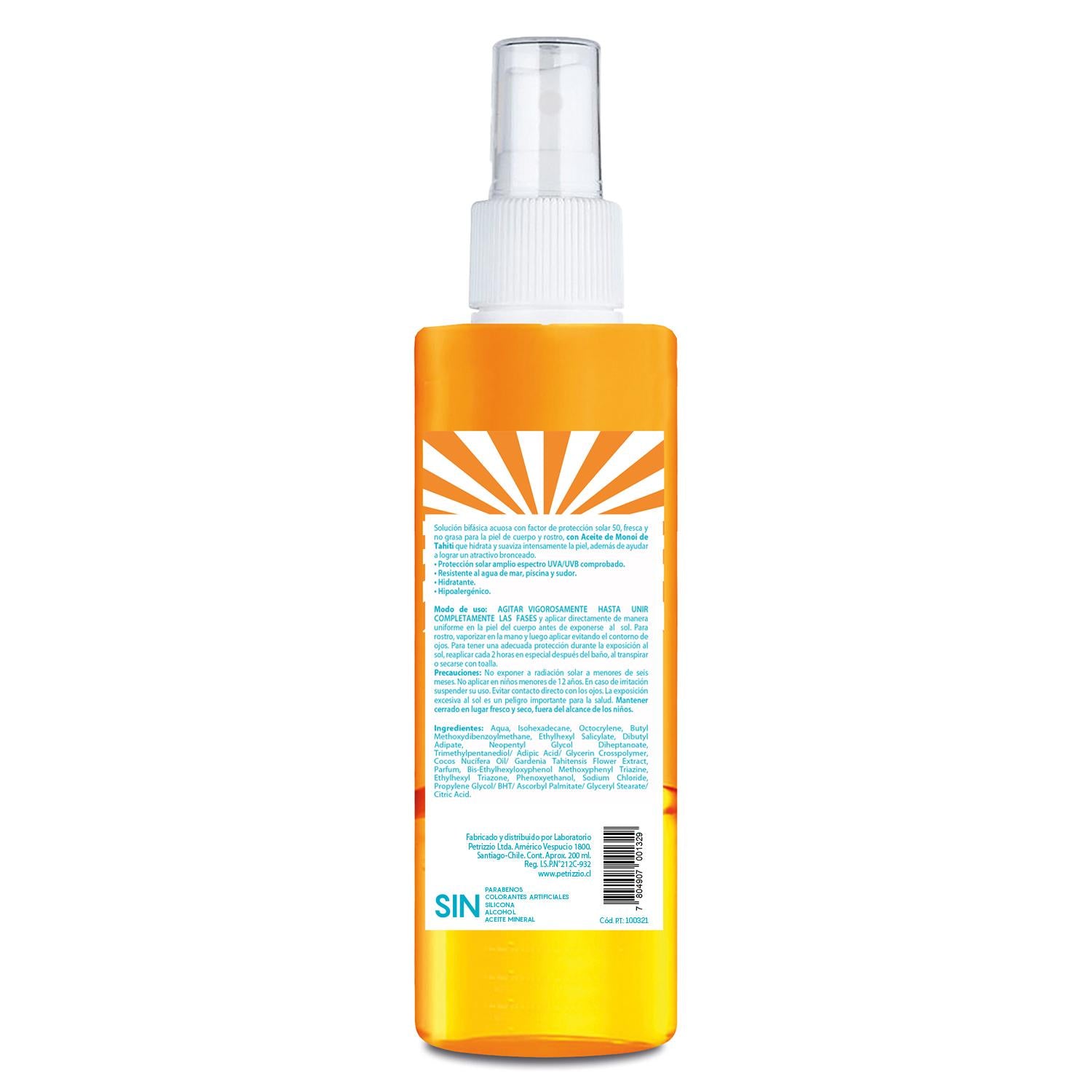 Agua Solar Protectora con Monoi FPS 50