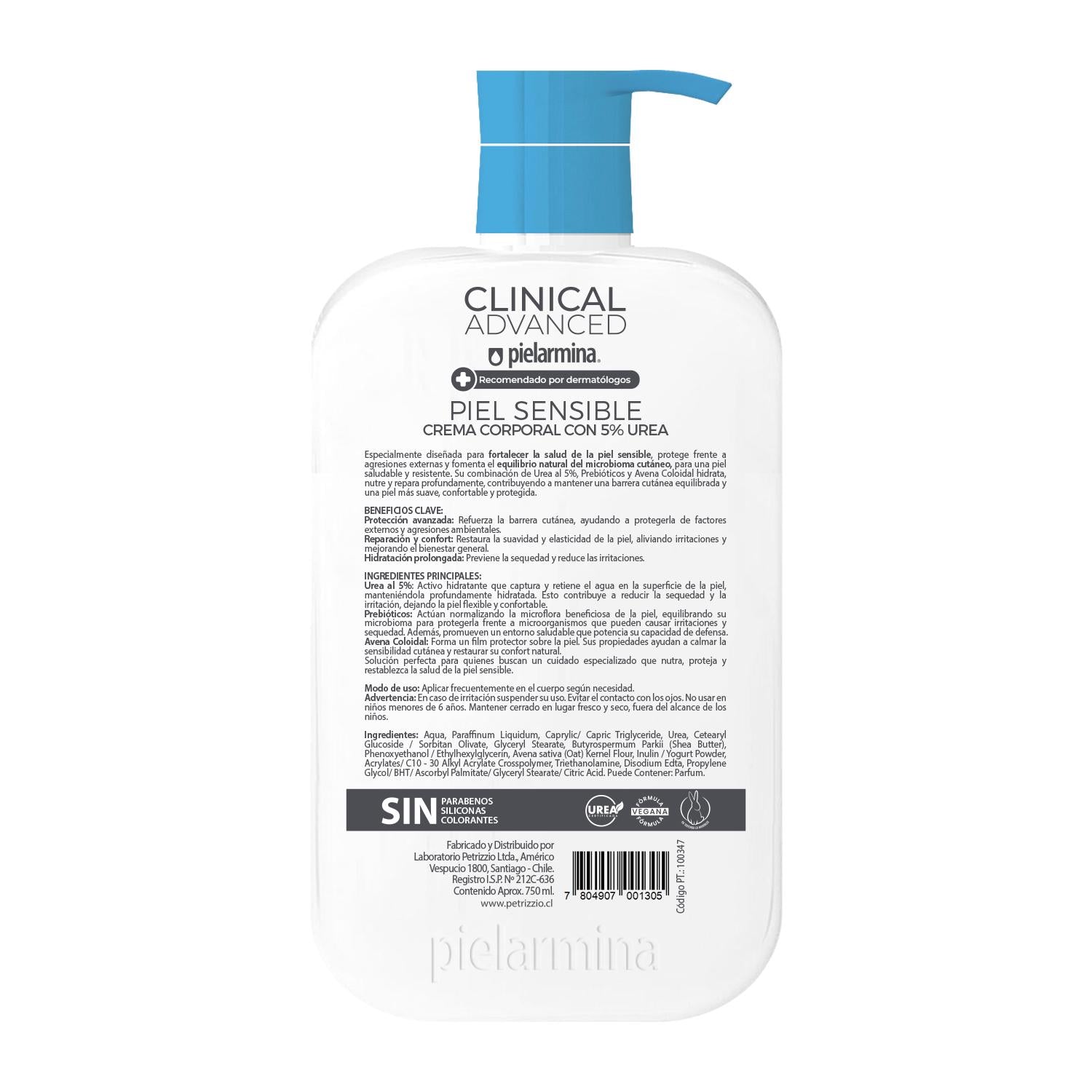 Crema Corporal Pielarmina Clinical Advanced Piel Sensible 5% Urea – 750 ml