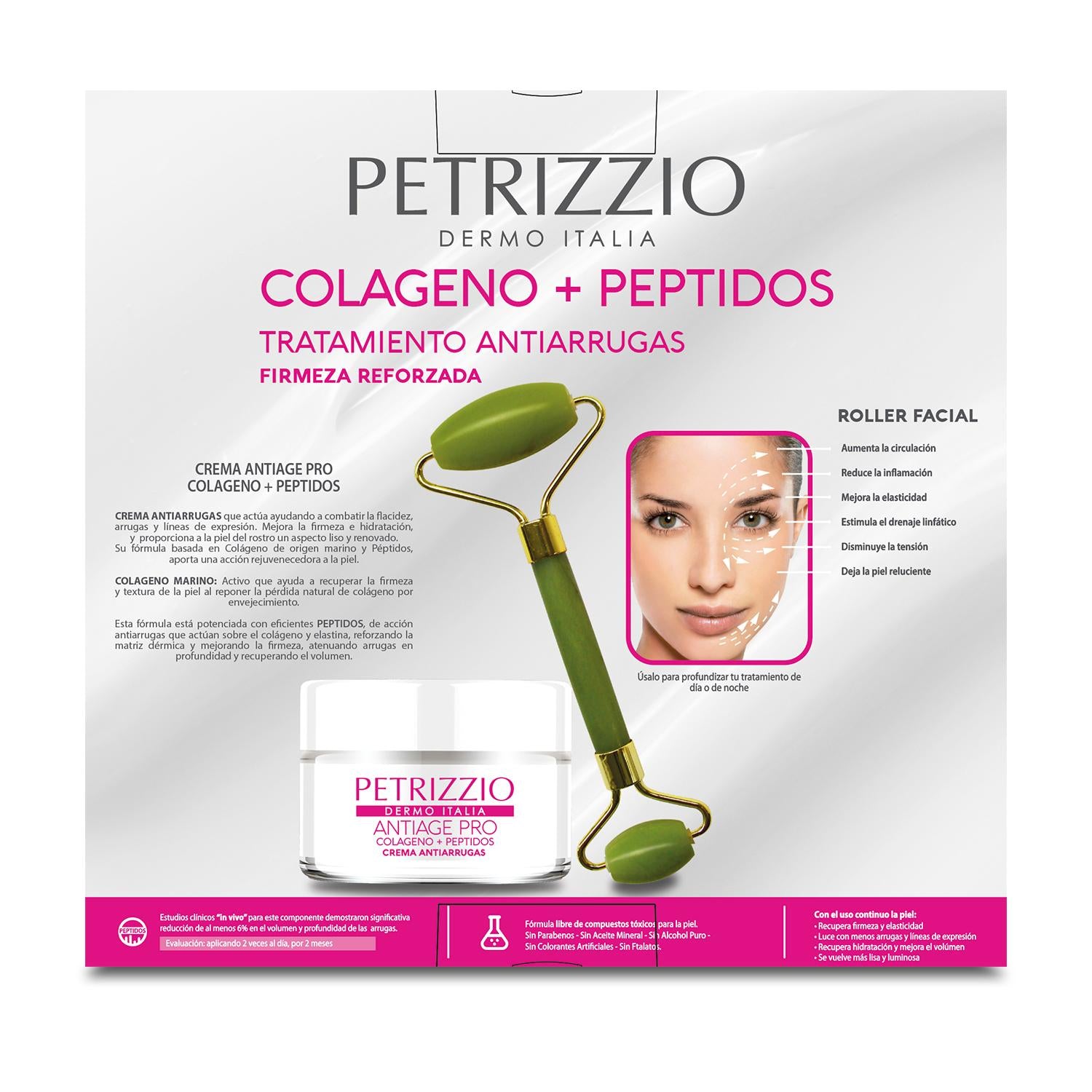 Set Crema Antiage Pro Colágeno Péptidos + Roller