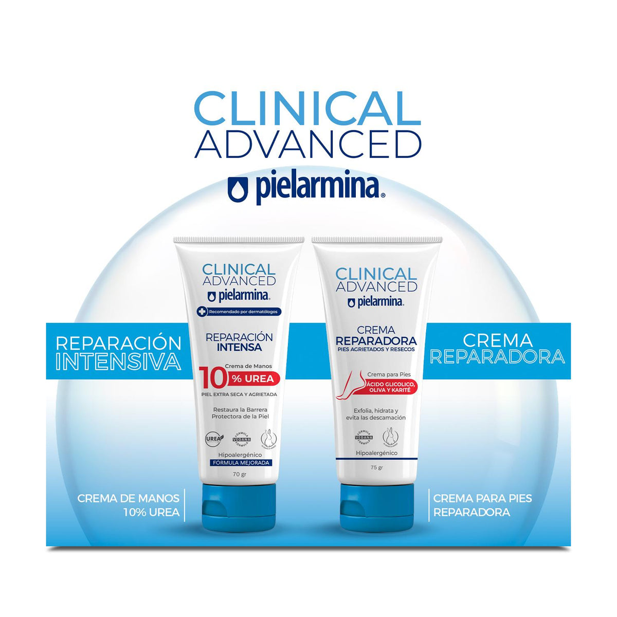 Set Cremas Clinical Advanced Manos Urea  + Pies Reparadora