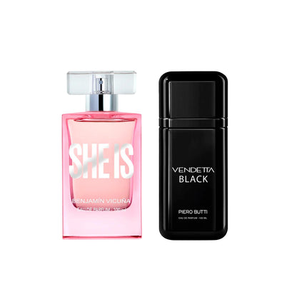 Set Duo Perfumes EDP She Is BV + Vendetta Black