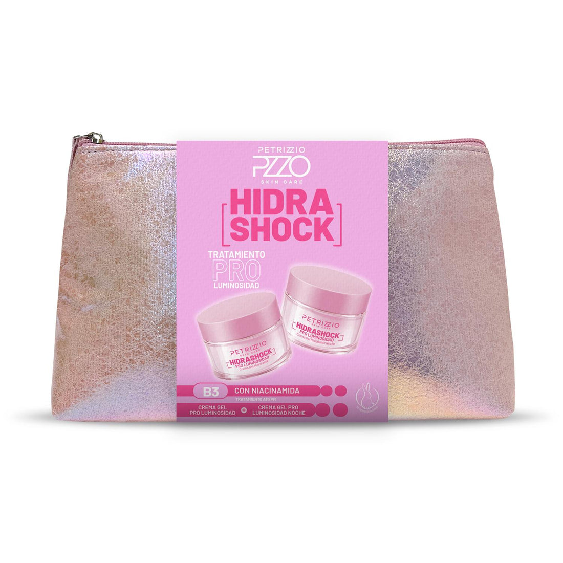 Set Cremas HidraShock Pro Luminosidad Día + Noche + Clutch