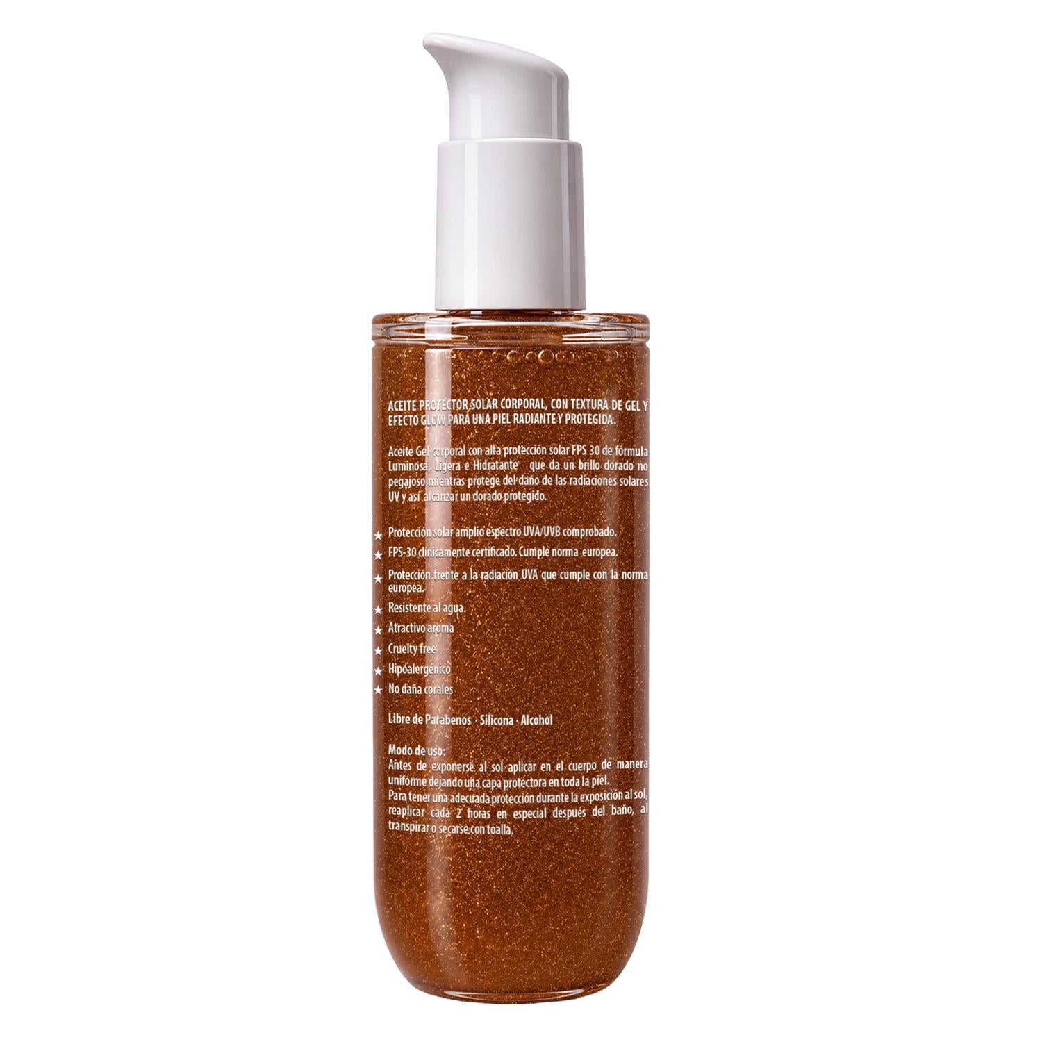 Aceite Corporal Protector Solar Efecto Glow FPS 3