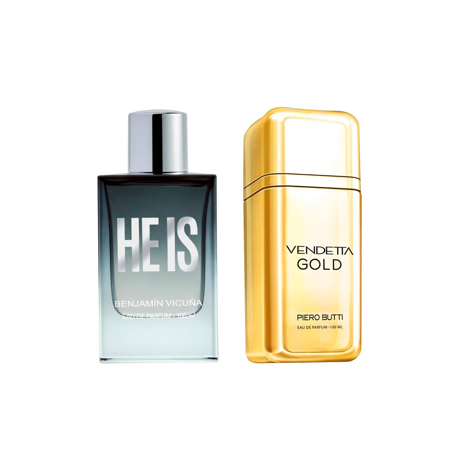 Set Duo Perfumes EDP He Is BV + Vendetta Gold