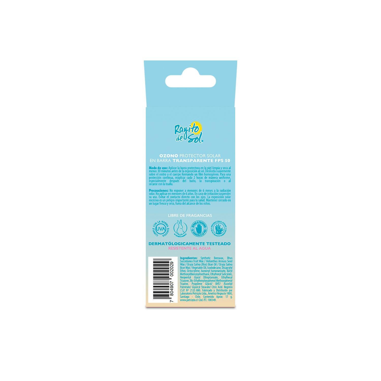 Protector Solar en Barra FPS 50 Transparente