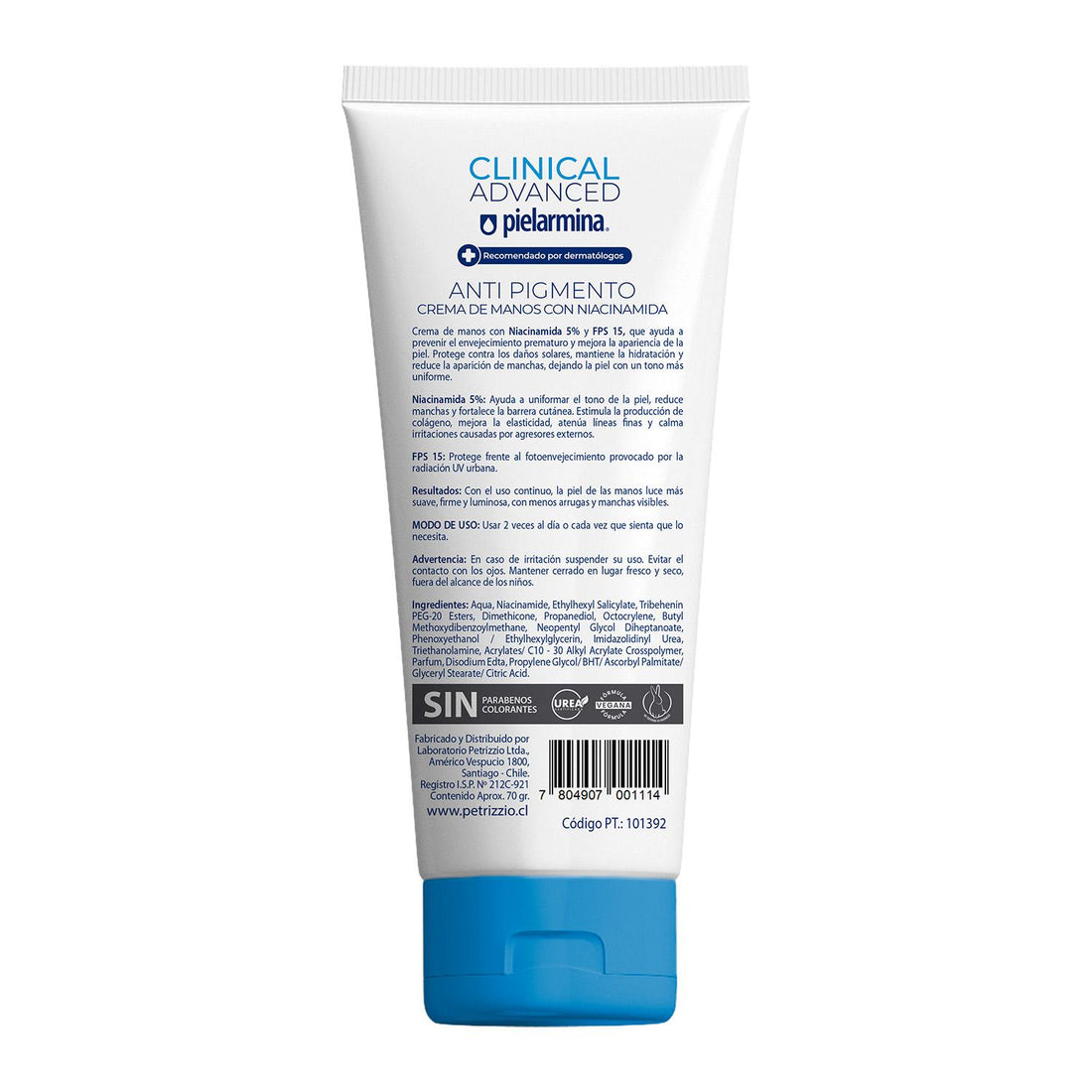Crema de Manos Antipigmento FPS 15 Pielarmina Clinical
